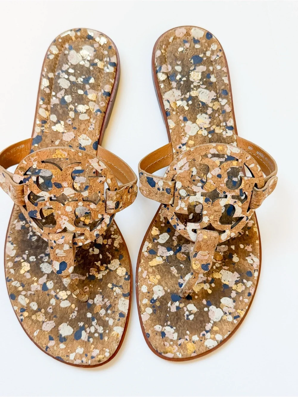 Tory Burch Brown Speckled Leather Miller Sandals size 9